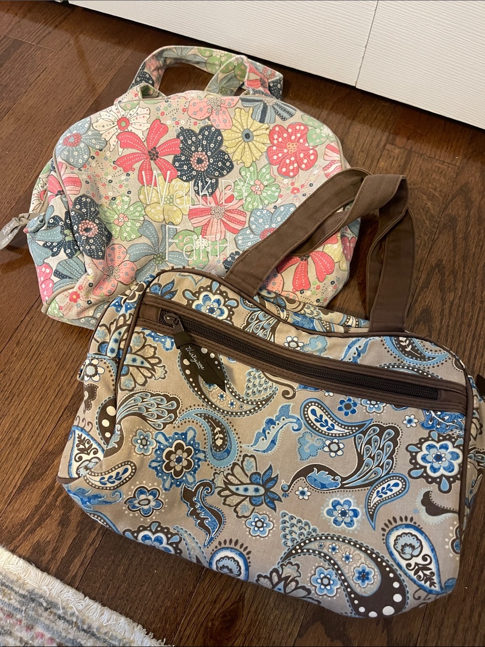 thirty-one Paisley Canvas Tote - Blue & Brown